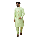 Stunning Pistachio Green Banarasi Brocade Achkan for Men | Father-Son Combo | Grooms & Weddings | Jaipurio